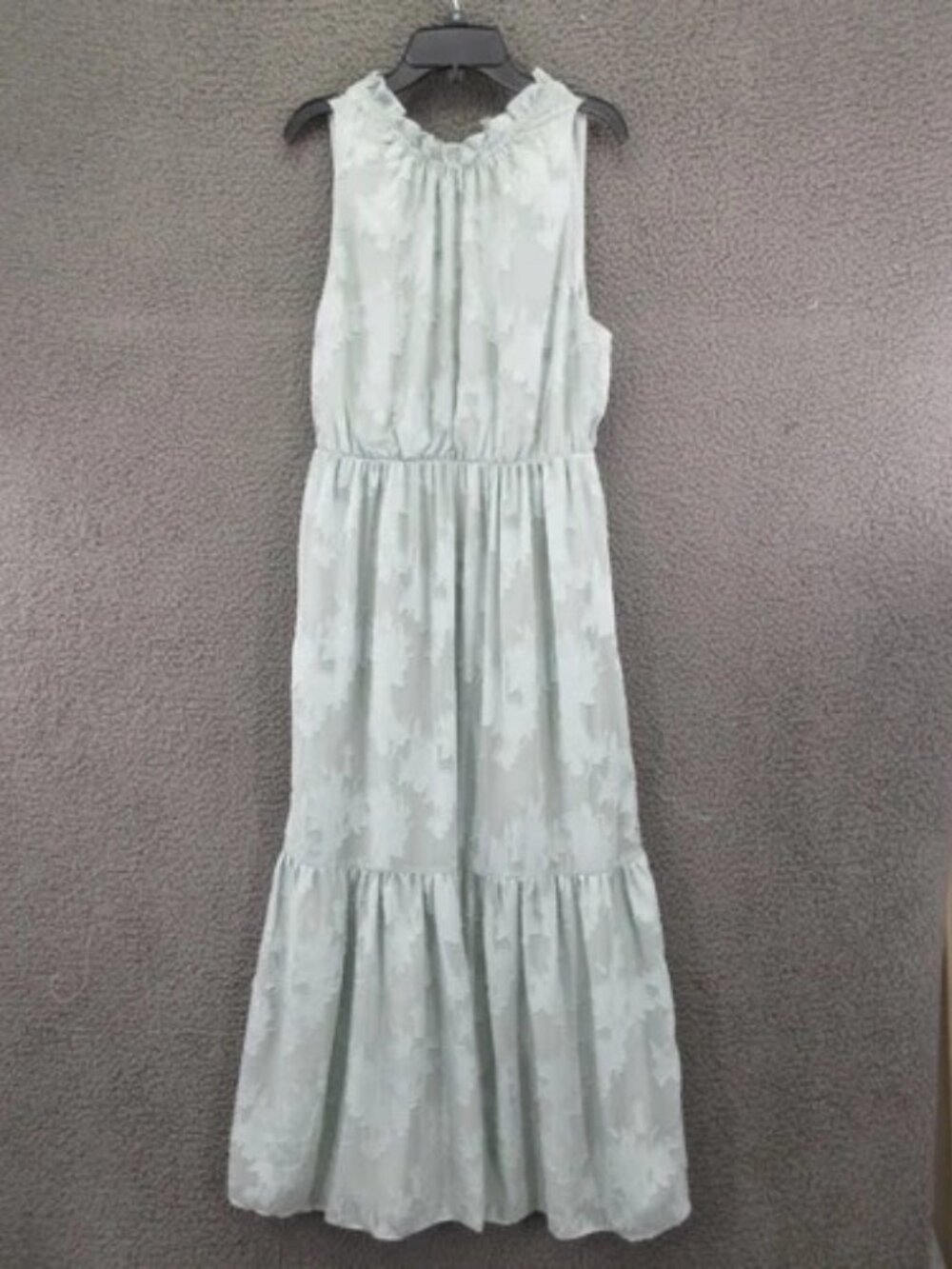 Socialite Dress Womens Medium Green Floral High Neck Sleeveless Maxi Sundress